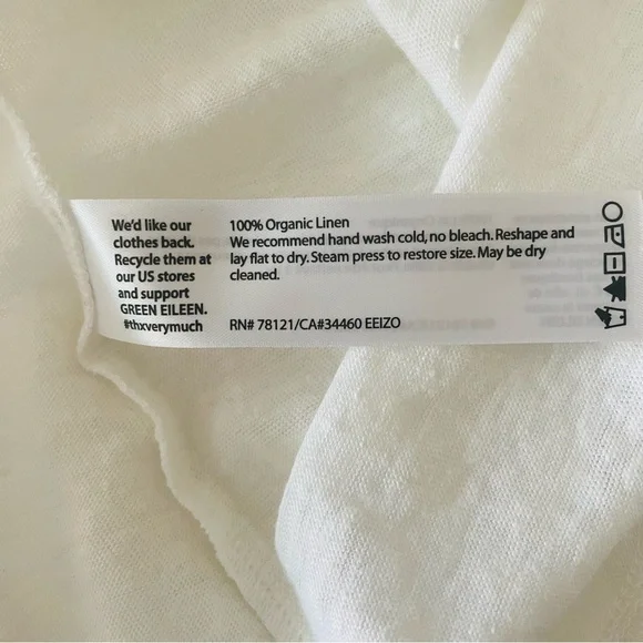 EILEEN FISHER Organic Linen Jersey Tank Top White Size S - Picture 6 of 7